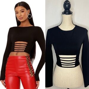 The Kript Brody Black Long Sleeve Crop Top